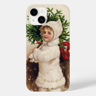 Vintage meisje met kerstboom, Ellen Clapsaddle Case-Mate iPhone 14 Hoesje