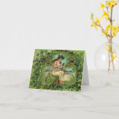 Vintage Meisje met Klaver Kaart (Gele Bloem)