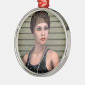 Vintage Meisje Metalen Ornament (Links)