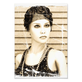 Vintage Meisje, Oude Foto Effect Afdruk