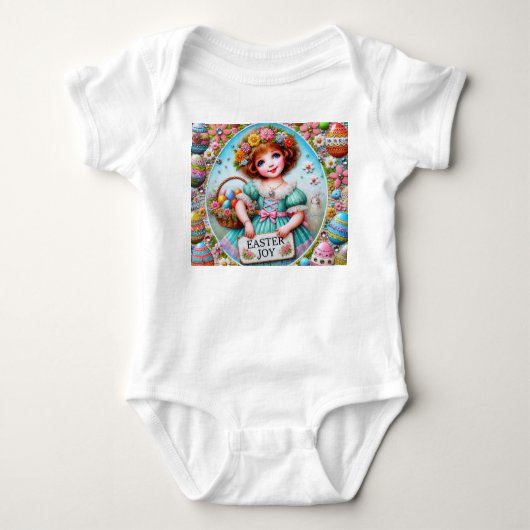 VINTAGE MEISJE Pasen eieren ~ Pasen VREUGDE~ Romper (Voorkant)