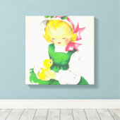 Vintage Meisje Retro Schattig Canvas Afdruk (Insitu (Houten vloer))