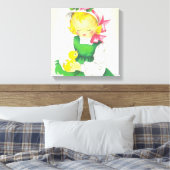 Vintage Meisje Retro Schattig Canvas Afdruk (Insitu (Slaapkamer))