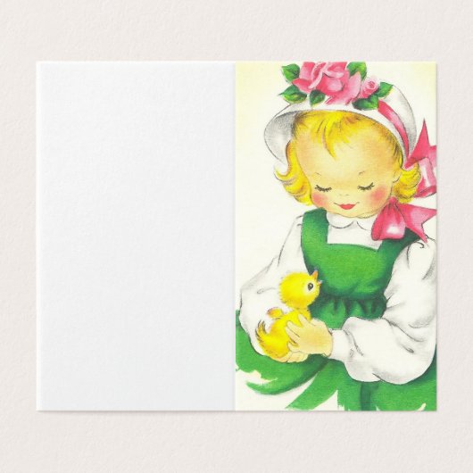 Vintage Meisje Retro Schattig Kaart (Buitenkant ongevouwen)