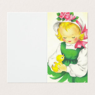 Vintage Meisje Retro Schattig Kaart