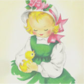 Vintage Meisje Retro Schattig Sticker (Voorkant)