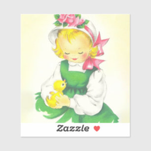 Vintage Meisje Retro Schattig Sticker