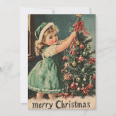 Vintage Meisje Retro Sneeuw Kerst Vakantie Kaarten (Voorkant)