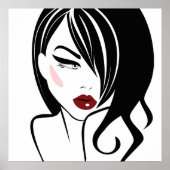 Vintage meisje rode lippen poster (Voorkant)