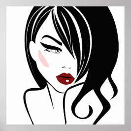 Vintage meisje rode lippen poster