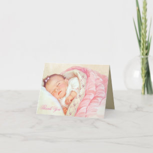 Vintage Meisje Roze Goud Baby Shower Bedankt