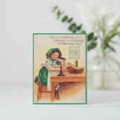 Vintage Meisje Telefoon St. Patrick's Day Kaart (Staand voorkant)