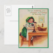 Vintage Meisje Telefoon St. Patrick's Day Kaart (Voorkant / Achterkant)