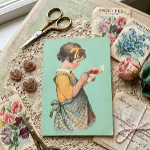 Vintage meisje & Valentijnkaart Jessie Wilcox Smit