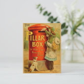 Vintage meisjes Briefkaart Rode Pijler Box (Staand voorkant)