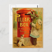 Vintage meisjes Briefkaart Rode Pijler Box (Voorkant / Achterkant)