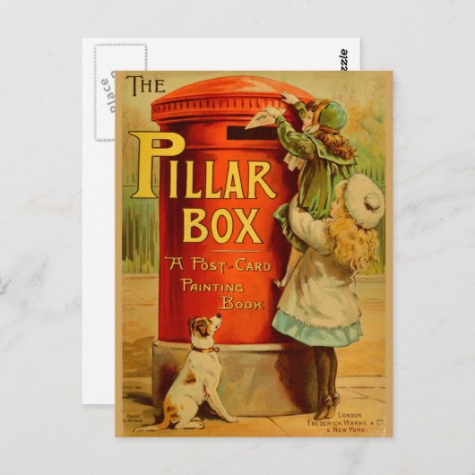 Vintage meisjes Briefkaart Rode Pijler Box (Voorkant / Achterkant)