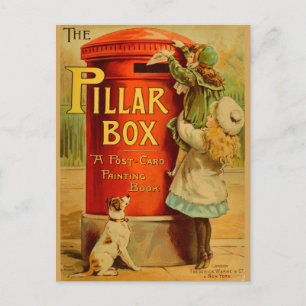 Vintage meisjes Briefkaart Rode Pijler Box
