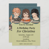 Vintage meisjes drie zussen jarig kaart (Voorkant / Achterkant)