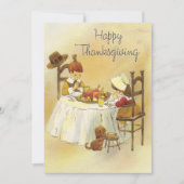 Vintage meisjes Feast Thanksgiving Feestdagenkaart (Voorkant)