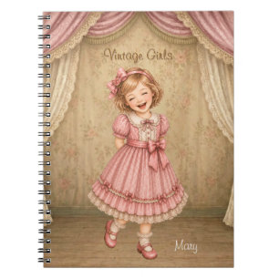 Vintage meisjes notitieboek met Mary blij lachend