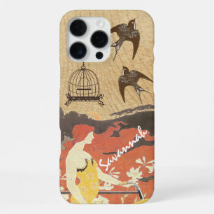 Vintage Meisjes Vogels Vogelkooi Fiets iPhone 16 Pro Max Hoesje