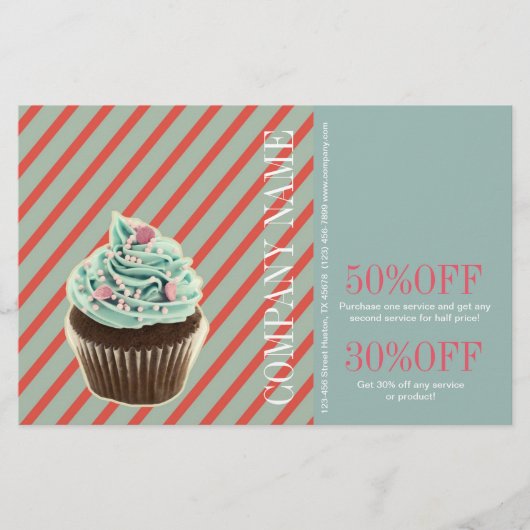 vintage meisjesachtige cake catering banketbakkeri flyer (Voorkant)