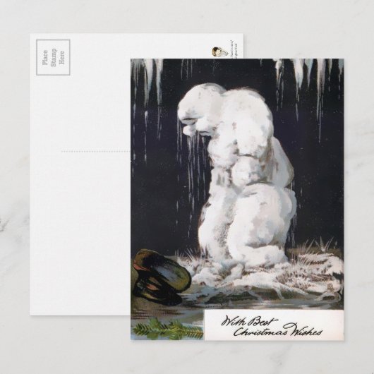 Vintage Melting Snowman Briefkaart (Voorkant / Achterkant)
