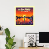 Vintage Memphis Tennessee Poster (Thuiskantoor)