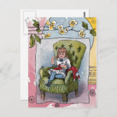 vintage "Mending Doll Clothes" Briefkaart (Voorkant / Achterkant)