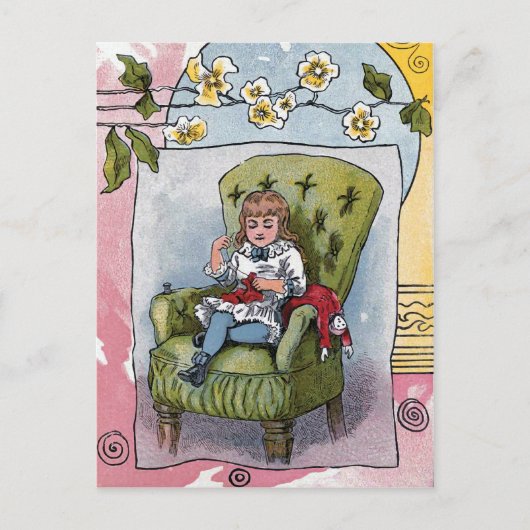 vintage "Mending Doll Clothes" Briefkaart (Voorkant)