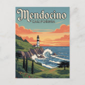 Vintage Mendocino California Travel Briefkaart (Voorkant)