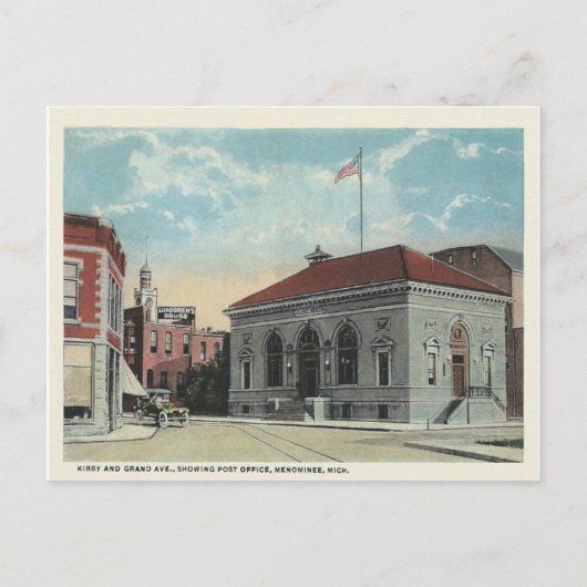 Vintage Menominee Michigan Briefkaart (Voorkant)