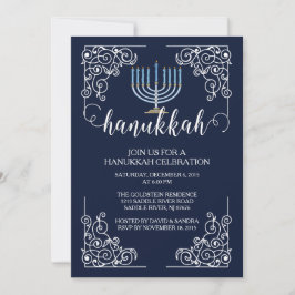Vintage Menorah Hanukkah Celebratie Uitnodiging
