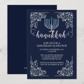 Vintage Menorah Hanukkah Celebratie Uitnodiging (Voorkant / Achterkant)