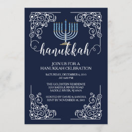 Vintage Menorah Hanukkah Celebratie Uitnodiging
