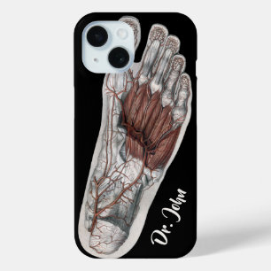 Vintage menselijke anatomie voetafdruk podiatrie v iPhone 15 case