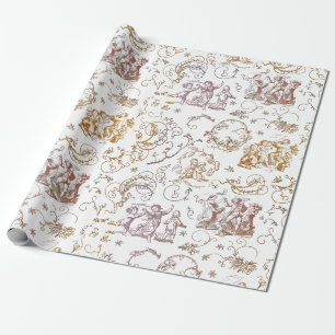 Vintage mensen dansen gouden roze toilet cadeaupapier