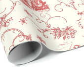 Vintage mensen dansen op rood toilet cadeaupapier (Rol Hoek)