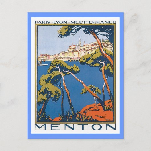 Vintage Menton Frankrijk Briefkaart (Voorkant)