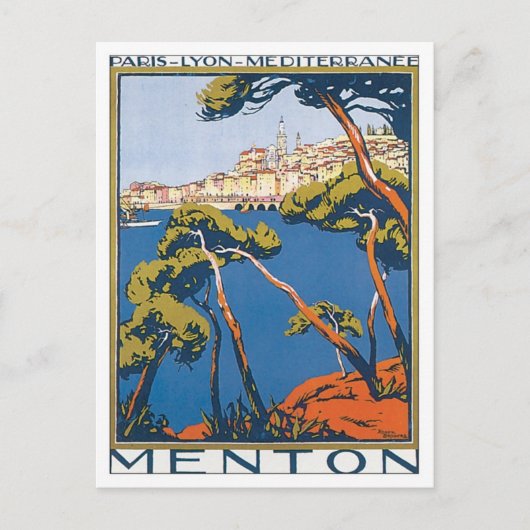 Vintage Menton Frankrijk Briefkaart (Voorkant)