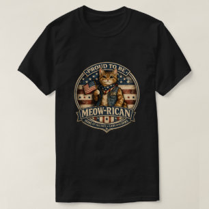Vintage Meow-rican Amerikaanse Vlag Kat Vader Here T-shirt
