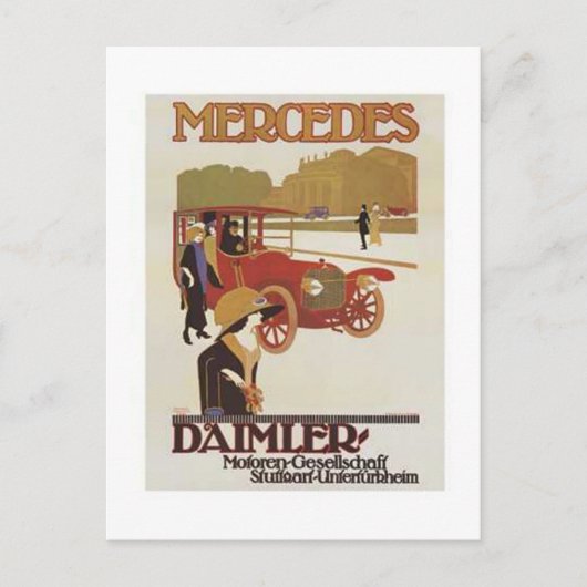 Vintage Mercedes Daimler AD 2 Briefkaart (Voorkant)