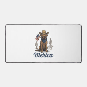 Vintage Merica Cowboy Hond Amerikaanse Vlag T-shir Bureaumat