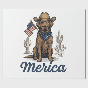 Vintage Merica Cowboy Hond Amerikaanse Vlag T-shir Cadeaupapier