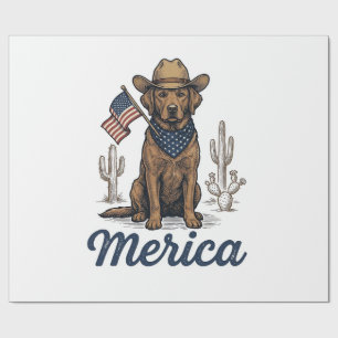 Vintage Merica Cowboy Hond Amerikaanse Vlag T-shir Cadeaupapier