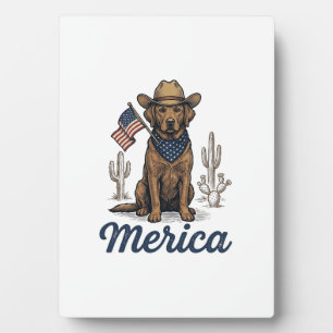 Vintage Merica Cowboy Hond Amerikaanse Vlag T-shir Fotoplaat