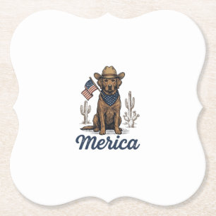 Vintage Merica Cowboy Hond Amerikaanse Vlag T-shir Kartonnen Onderzetters