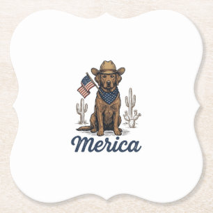 Vintage Merica Cowboy Hond Amerikaanse Vlag T-shir Kartonnen Onderzetters
