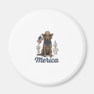 Vintage Merica Cowboy Hond Amerikaanse Vlag T-shir Magneet